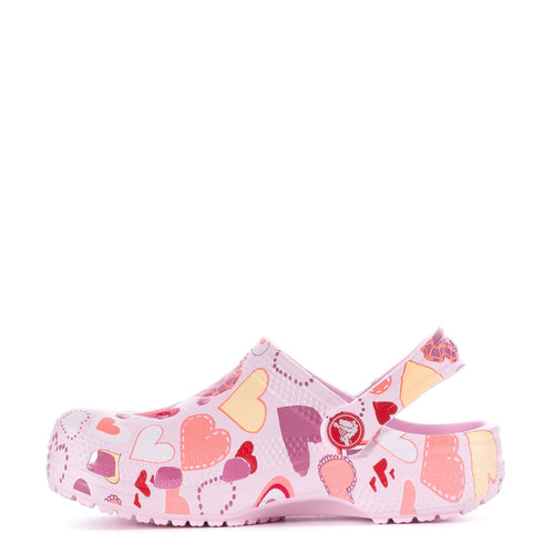 Crocs Kids' Heart Print Classic Clog - Pink Milk / Purple